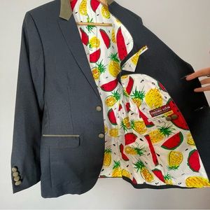 Custom Blazer‎ Suit Jacket Fruit Lining Single Breasted Slim Sports Coat Buttons
